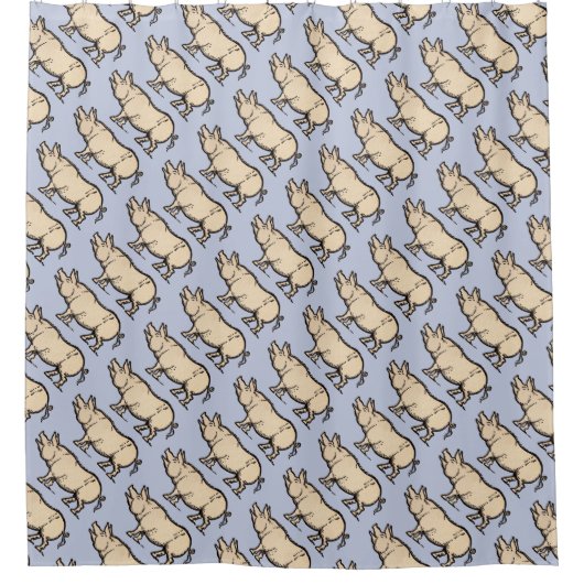 Pig Antiek Piggy Schattige Illustratie Douchegordijn (Voorkant)