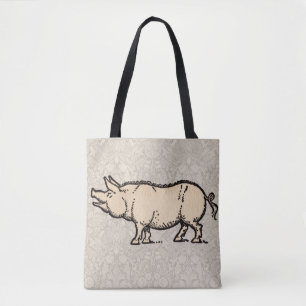 Pig Antiek Piggy Schattige Illustratie Draagtas