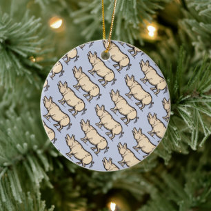 Pig Antiek Piggy Schattige Illustratie Keramisch Ornament