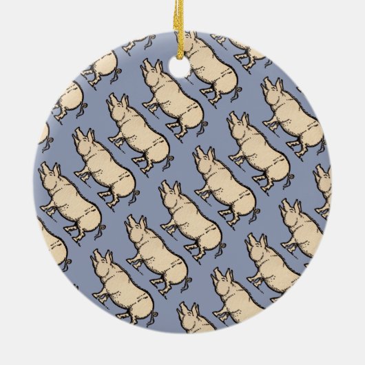 Pig Antiek Piggy Schattige Illustratie Keramisch Ornament (Achterkant)