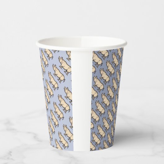 Pig Antiek Piggy Schattige Illustratie Papieren Bekers (Links)