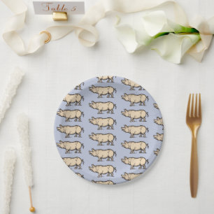 Pig Antiek Piggy Schattige  Illustratie Papieren Bordje