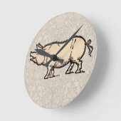 Pig Antiek Piggy Schattige Illustratie Ronde Klok (Hoek)