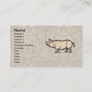 Pig Antiek Piggy Schattige Illustratie Visitekaartje
