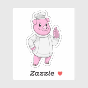 Pig as Cook with Chef hat Sticker