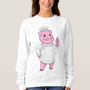 Pig as Cook with Chef hat Trui