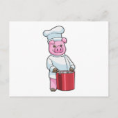 Pig as Cook with Cooking pot Briefkaart (Voorkant)