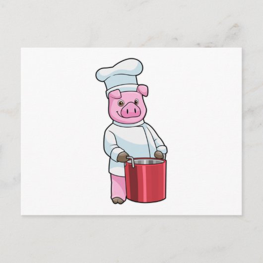 Pig as Cook with Cooking pot Briefkaart (Voorkant)
