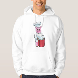 Pig as Cook with Cooking pot Hoodie