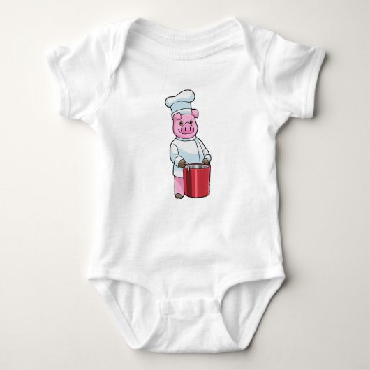Pig as Cook with Cooking pot Romper (Voorkant)