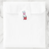 Pig as Cook with Cooking pot Ronde Sticker (Tas)