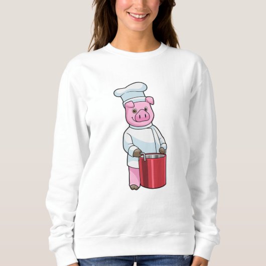 Pig as Cook with Cooking pot Trui (Voorkant)