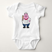 Pig as Cook with Rolling pin Romper (Voorkant)