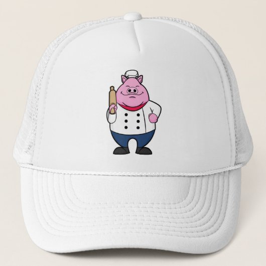Pig as Cook with Rolling pin Trucker Pet (Voorkant)