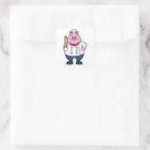 Pig as Cook with Rolling pin Vierkante Sticker (Tas)
