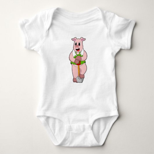 Pig as Farmer with Shovel Romper (Voorkant)