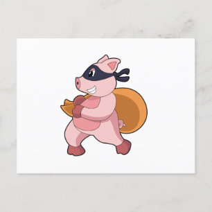 Pig as Runner Briefkaart