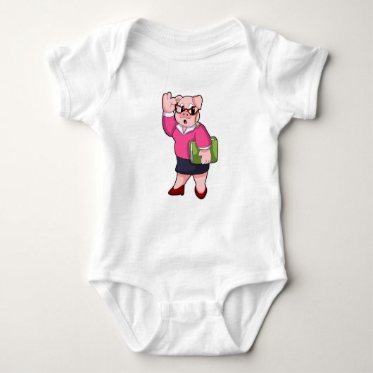 Pig as Secretary with Glasses Romper (Voorkant)