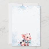 Pig avec Bow Blue Boy Baby shower Invitation (Dos)