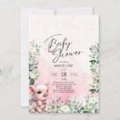 Pig avec Bow rose fille Baby shower Invitation (Devant)