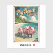 Pig Beach Bahamas Travel Art Vintage Sticker (Vel)