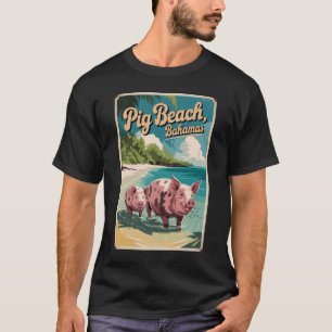 Pig Beach Bahamas Travel Art Vintage T-shirt