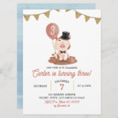 Pig Boerderij Boy Birthday Uitnodiging (Voorkant / Achterkant)