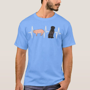Pig Bouvier des Flandres Heartbeat Hondenliefhebbe T-shirt