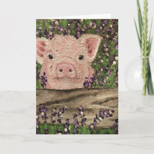 Pig Cacher dans la carte blanche Fleurs