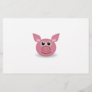 Pig Cartoon Face Briefpapier
