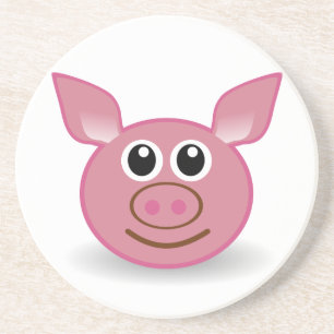 Pig Cartoon Face Zandsteen Onderzetter
