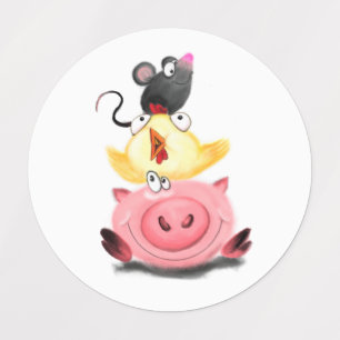 Pig Chick en Mouse Friends Labels - Funny
