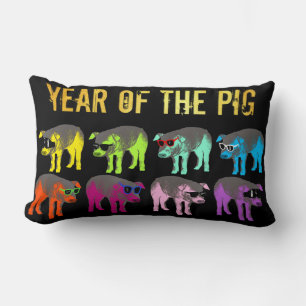 Pig Chinees nieuwjaar Zodiac Birthday Lumbar Pillo Kussen