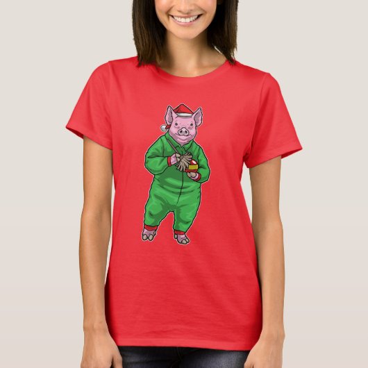 Pig Christmas Cleaner T-shirt (Voorkant)