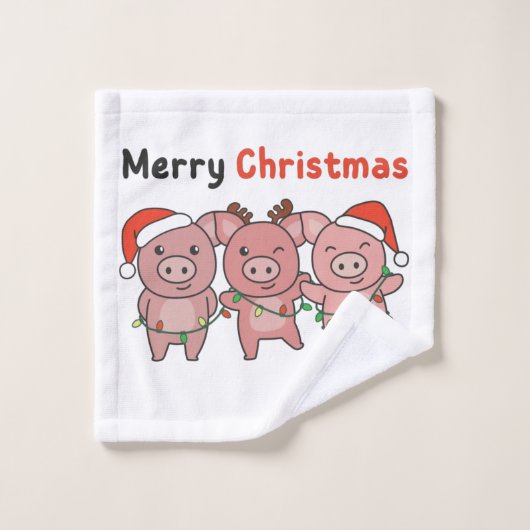 Pig Christmas Cute Pigs Merry Christmas (Gant de toilette)