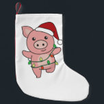 Pig Christmas Winter Animals<br><div class="desc">The pig at Christmas with fairy lights. Funny animals with toxits and snow for the holidays. A sweet Christmas greeting. Pigs are cute animals et perfect pour Christmas.</div>