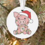 Pig Christmas Winter Animals<br><div class="desc">The pig at Christmas with fairy lights. Funny animals with toxits and snow for the holidays. A sweet Christmas greeting. Pigs are cute animals et perfect pour Christmas.</div>