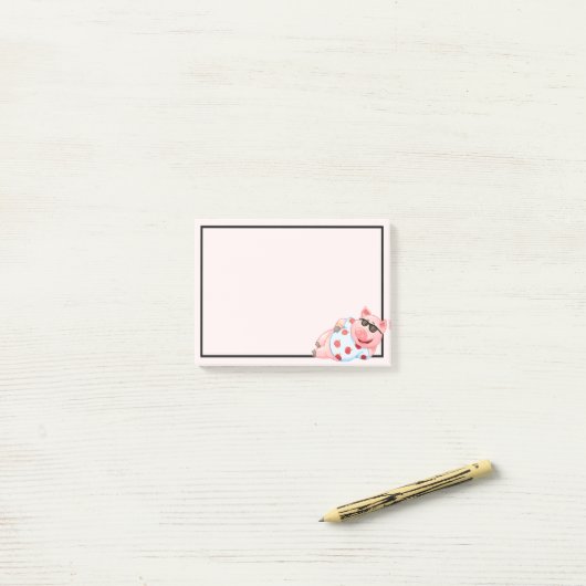Pig cool dans les lunettes de soleil Notes post-it (Sur un bureau)