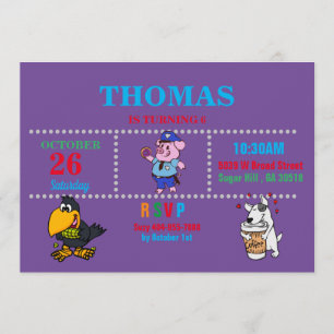 Pig, Crow, Dog Funny Invitation Kaart