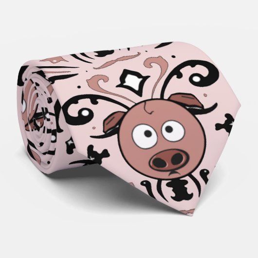 Pig Damask Stropdas (Opgerold)