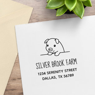 Pig die Boerderij zoekt Bedrijfs Adres 2 Rubberstempel