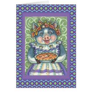 PIG en ACORN PIE THANKSGIVING WENSKAART blanco