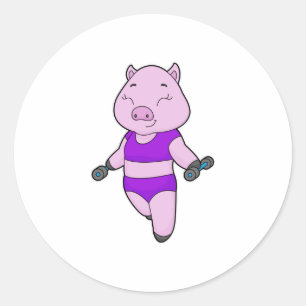Pig Fitness Dumbbell Ronde Sticker