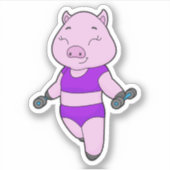 Pig Fitness Dumbbell Sticker (Voorkant)