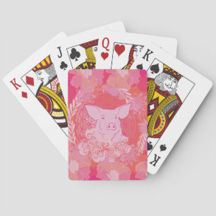 pig, flower of life, blue, mandala, zen, chakra, p pokerkaarten
