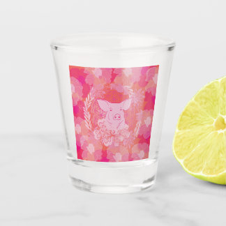 pig, flower of life, blue, mandala, zen, chakra, p shot glas