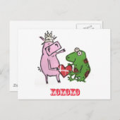 Pig & Frog in liefde valentijn kaart (Voorkant / Achterkant)