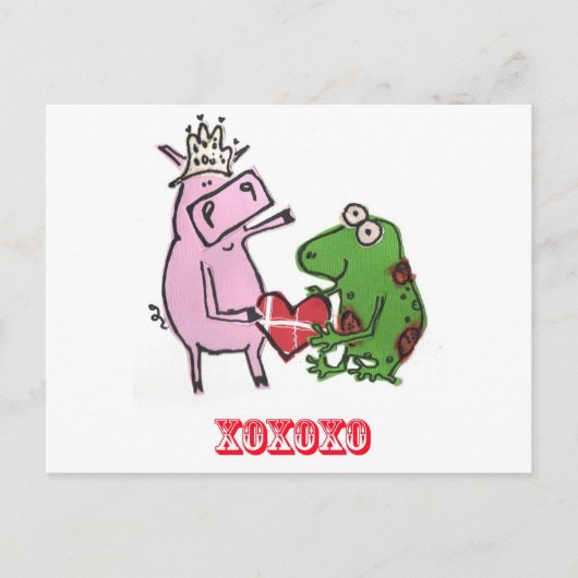 Pig & Frog in liefde valentijn kaart (Voorkant)
