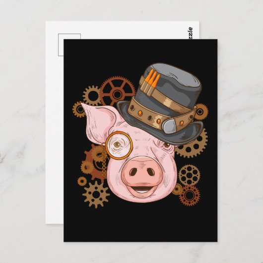 Pig Gift For Pig Lovers Swine Steampunk Pig Briefkaart (Voorkant / Achterkant)