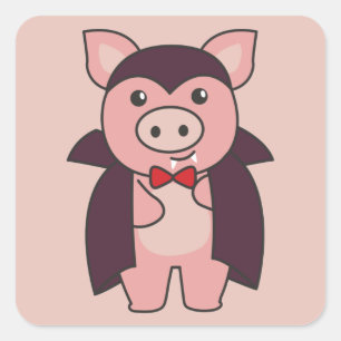 Pig Halloween Cute Devil Vampire Costume Square St Vierkante Sticker